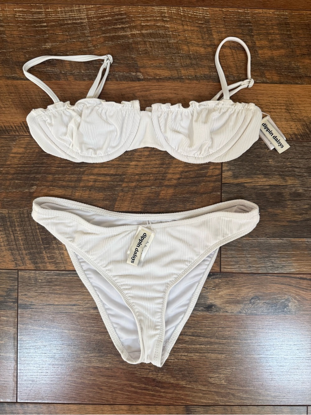 Dippin' Daisy's White Ribbed Bikini Set